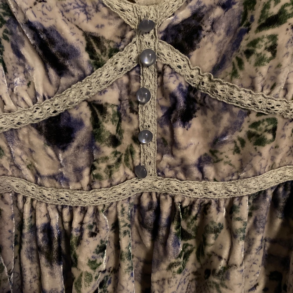 Free people velvet dress blues and silver floral